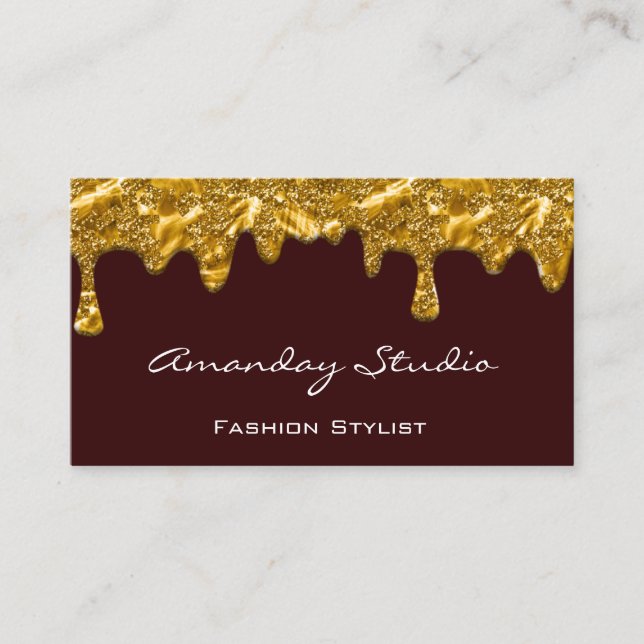 Makeup Artist Eyelash Dricks Burgundy Unikt Guld Visitkort (Framsida)