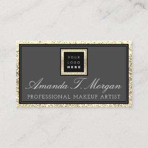 Makeup Artist Eyelash Event Logotyp Grått Guld Gli Visitkort