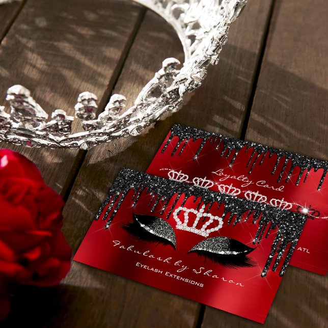 Makeup Artist Eyelash Extension Black Drifts VIP Visitkort (Makeup Artist Eyelashes Extension Black Drips VIP Business Card)