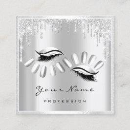 Makeup Artist Eyelash Extension Grått Drives Nagel Fyrkantigt Visitkort