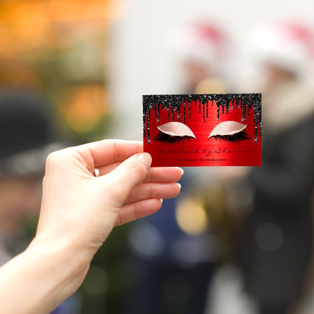 Makeup Artist Eyelash Extension Red Black Drifts Visitkort (Skapare uppladdad)