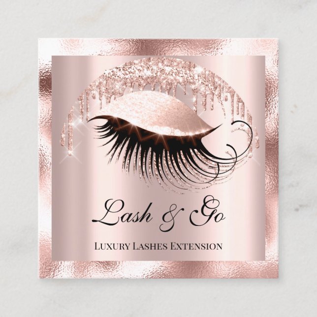 Makeup Artist Eyelash Extension Ro Lux Logotyp Fyrkantigt Visitkort (Framsida)