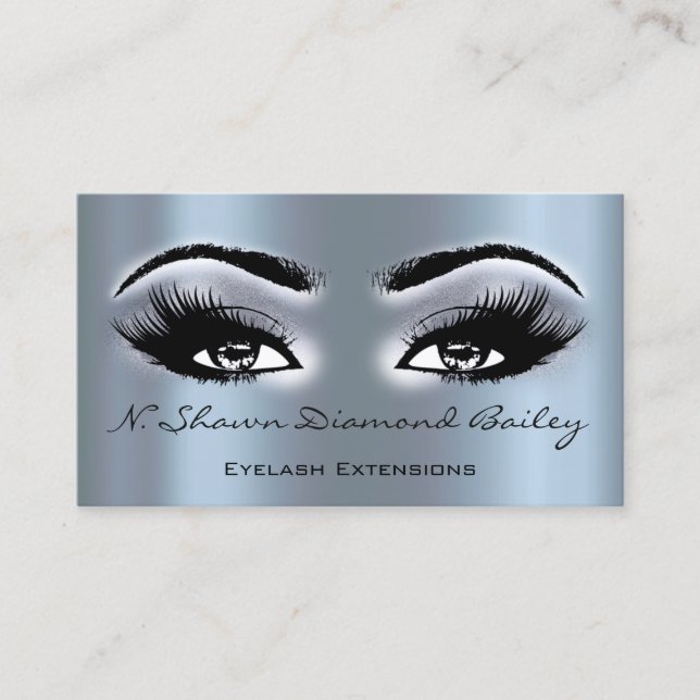 Makeup Artist Eyelash Extension Smoky Blue Elegant Visitkort (Framsida)