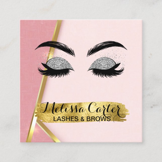 Makeup Artist Eyelash Extensions Lash Brows Fyrkantigt Visitkort (Framsida)