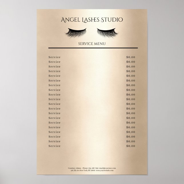 Makeup Artist Eyelash Extensions Preisliste Poster (Framsidan)