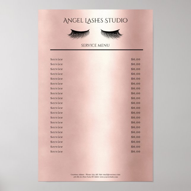 Makeup Artist Eyelash Extensions Preisliste Poster (Framsidan)