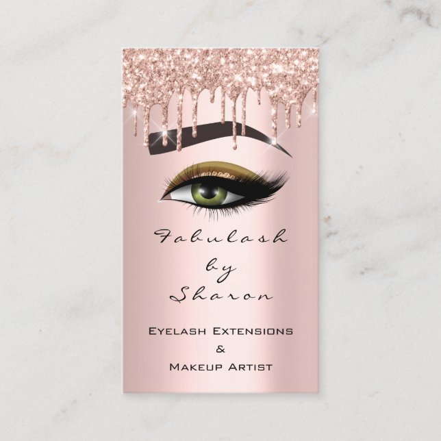 Makeup Artist Eyelash Glitter Drips Ro Brows Visitkort (Framsida)