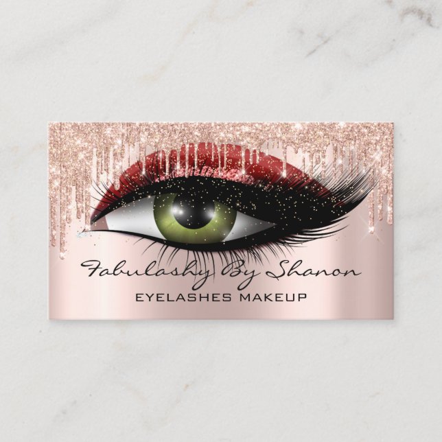 Makeup Artist Eyelash Glitter Drips Ro Ruby Visitkort (Framsida)