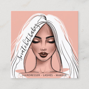 Makeup Artist Eyelash Hair Brows Läppar Girl Fyrkantigt Visitkort