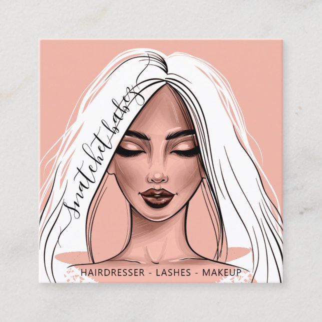 Makeup Artist Eyelash Hair Brows Läppar  Girl Fyrkantigt Visitkort (Framsida)