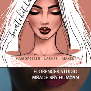 Makeup Artist Eyelash Hair Brows Läppar Kiss Smala Fyrkantigt Visitkort