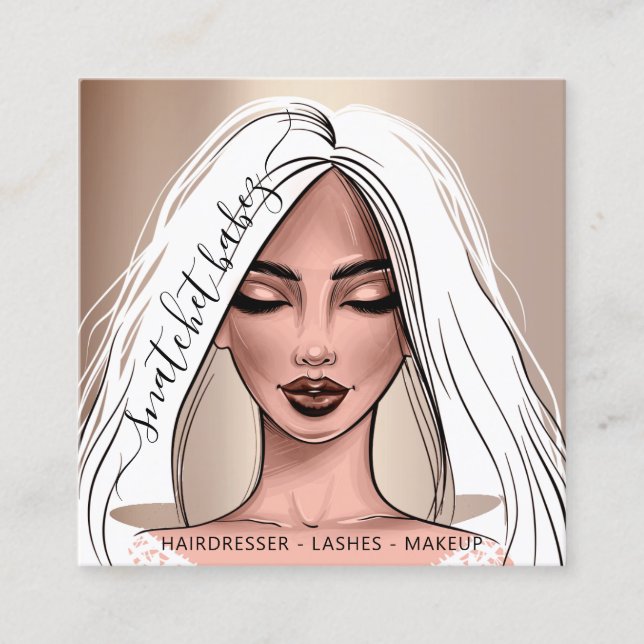 Makeup Artist Eyelash Hair Brows Ro White Squa Fyrkantigt Visitkort (Framsida)