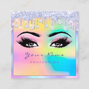 Makeup Artist Eyelash Holograph Rosa Blue Drifts Fyrkantigt Visitkort