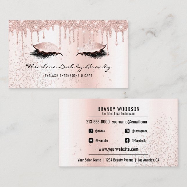 Makeup Artist Eyelash Lash Glitter Beauty Salon  Visitkort (Fram/baksida)