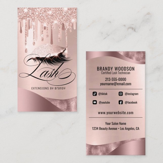 Makeup Artist Eyelash Lash Glitter Beauty Salon  Visitkort (Fram/baksida)
