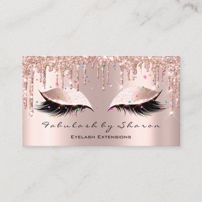 Makeup Artist Eyelash Lash Glitter Drip Confetti Visitkort (Framsida)