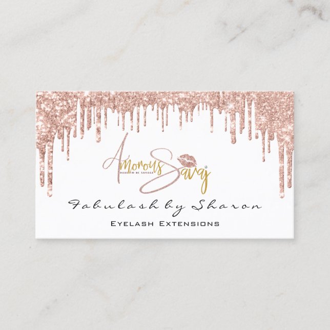 Makeup Artist Eyelash Lash Glitter Drives Logotyp Visitkort (Framsida)