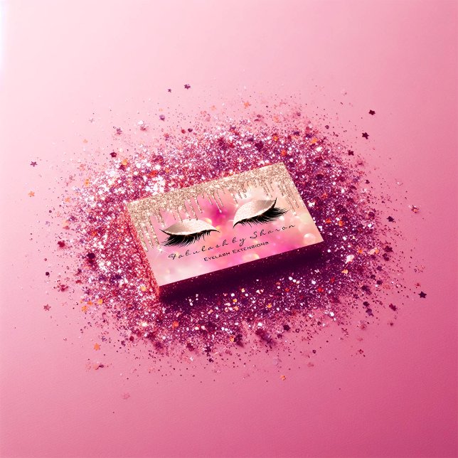 Makeup Artist Eyelash Lash Glitter Drives Rosa Visitkort (Makeup Artist Eyelash Lashes Glitter Drips Pink Business Card )