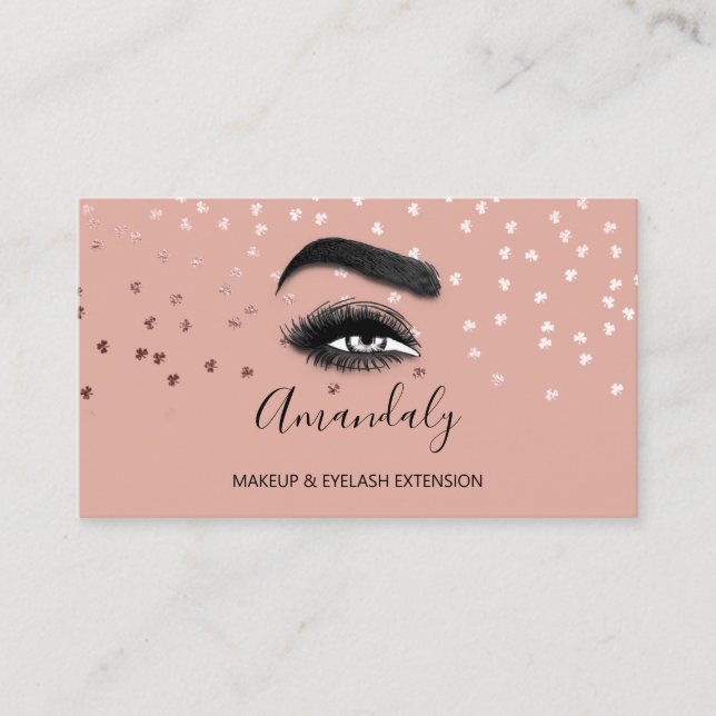 Makeup Artist Eyelash Logotyp QRCODE Ro Confetti Visitkort (Framsida)