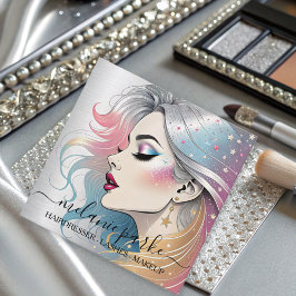 Makeup Artist Eyelash QR Code Silver Fyrkantigt Visitkort