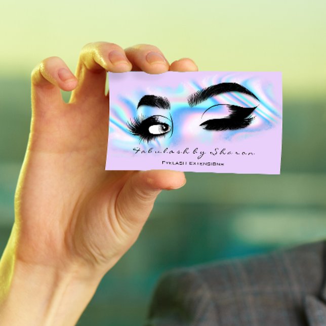 Makeup Artist Eyelash QRCODE Holografisk Rosa Visitkort (Skapare uppladdad)