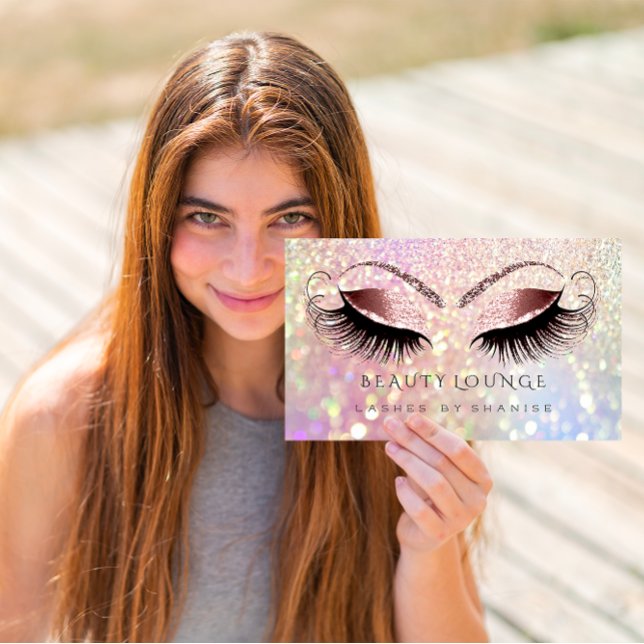 Makeup Artist Eyelash Ro Glam Glitter Hairdstyle Tidsbeställning Kort (Makeup Artist Eyelash Rose Glam Glitter Hairdstyle Appointment Card)
