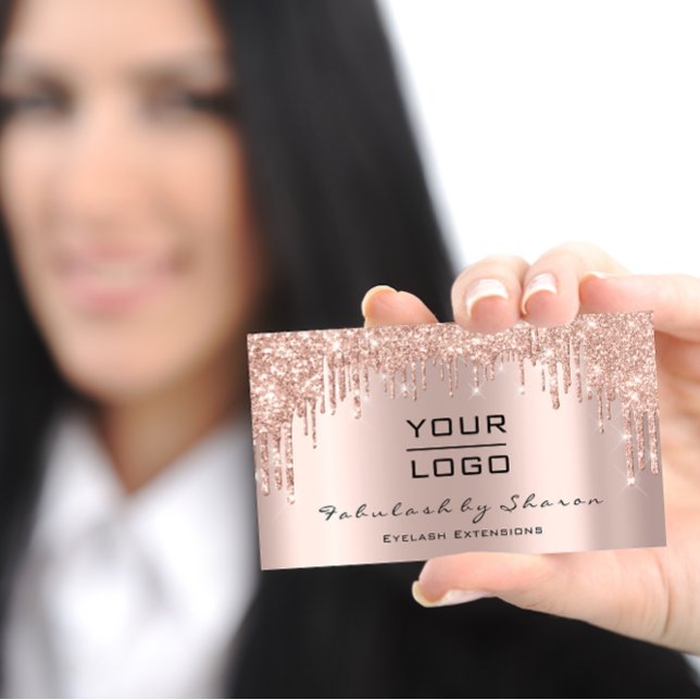 Makeup Artist Eyelash Ro Glitter Drips Logotyp1 Visitkort (Skapare uppladdad)