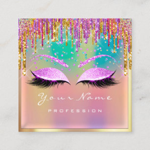 Makeup Artist Eyelash Rosa Spark Glitter Holograph Fyrkantigt Visitkort