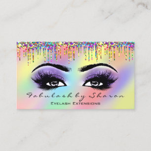 Makeup Artist Eyelash Unicornn Lila Holograph Visitkort