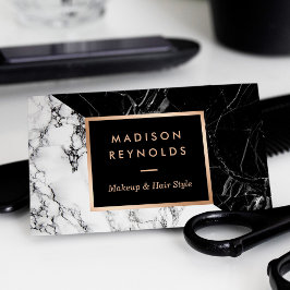 Makeup Artist Fashionable Mixed Black White Marble Visitkort