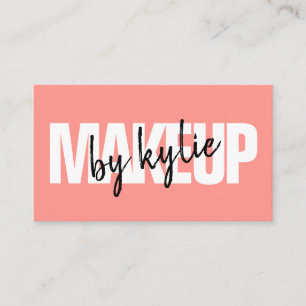 Makeup artist fet namnteckning skript korallröd visitkort