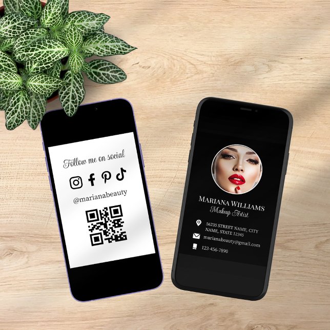 makeup-artist, fotoqr-kod digital business kort (Skapare uppladdad)