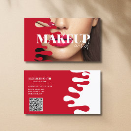 Makeup Artist-fotot QR-Affärskortet Kodröd Visitkort