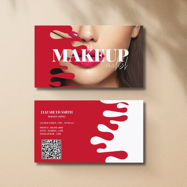 Makeup Artist-fotot QR-Affärskortet Kodröd Visitkort (Skapare uppladdad)