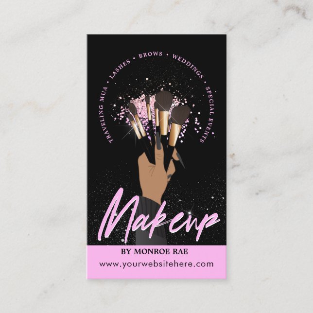 Makeup Artist Glam MUA Beauty Salon Logotyp Busine Visitkort (Framsida)