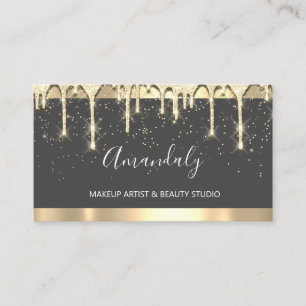 Makeup Artist Glitter 3dEffect Drips Grått Confet Visitkort