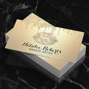 Makeup Artist Glitter driver Modern Guld Läppar Sa Visitkort