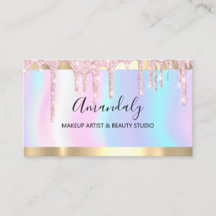 Makeup Artist Glitter driver Rosa Holographic Nage Visitkort