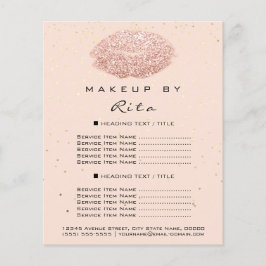 Makeup Artist Glitter Guld confetti Pris List Lip Flygblad