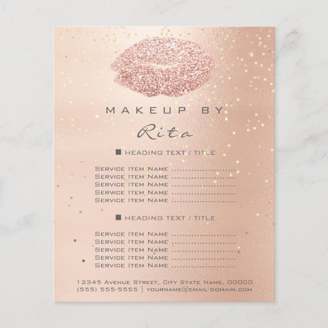 Makeup Artist Glitter Guld confetti-priser Grått Flygblad (Framsidan)