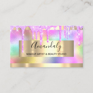 Makeup Artist Glitter Guld Framed Pinky Glitter Visitkort