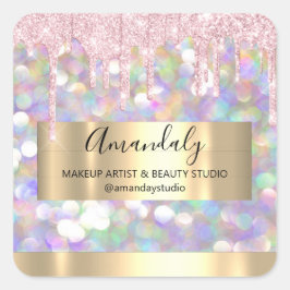 Makeup Artist Glitter Guld Framed Spark Glitter Bu Fyrkantigt Klistermärke