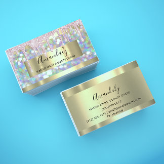Makeup Artist Glitter Guld Framed Spark Glitter Visitkort