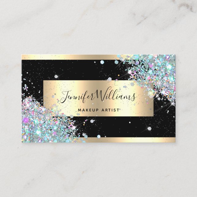 Makeup Artist Glitter HoloGraph Glitter Guld Visitkort (Framsida)