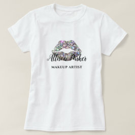 MAKEUP ARTIST Glitter Logotyp Kiss Namn T Shirt