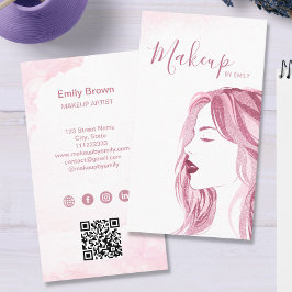 Makeup Artist Glitter  Rosa Beauty QR-kod Visitkort