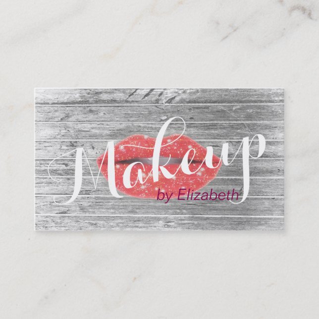 Makeup Artist Gnistra Red Läppar Modern Möte Tidsbeställning Kort (Framsida)