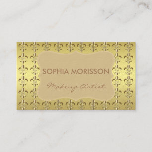 Makeup Artist Golden Fleur-de-lis Golden Monogram Visitkort