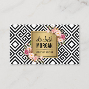 Makeup Artist Guld Abstrakt Mönster Blommigt Decor Visitkort