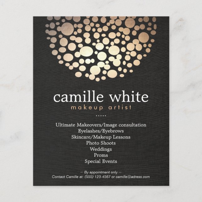 Makeup Artist Guld Circles Beauty Salon Menu Flygblad (Framsidan)